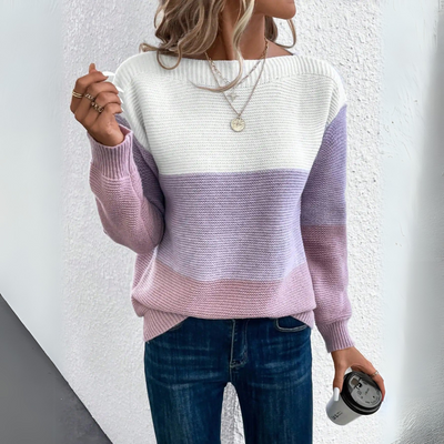 Clara™ | Stilfuld trefarvet sweater