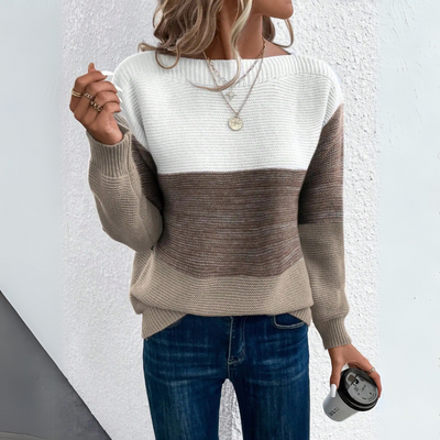 Clara™ | Stilfuld trefarvet sweater