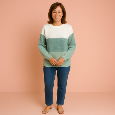 Clara™ | Stilfuld trefarvet sweater